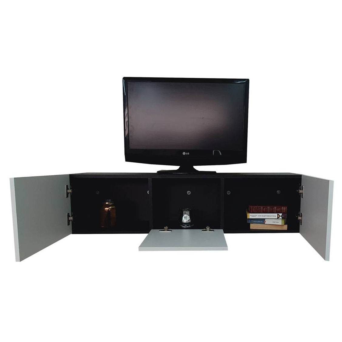 Mueble/repisa Flotante Minimalista Para Tv Con 3 Puertas