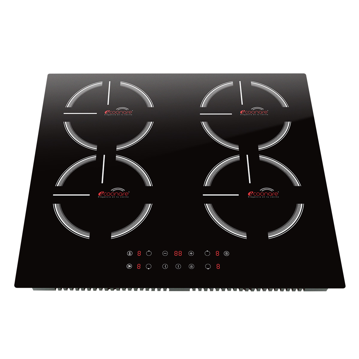 Estufa Parrilla de Inducción Magnética 4 Quemadores / Empotrable / Botones Touch / Ahorra Energía / Funcion de Temporizador y Bloqueo para Niños