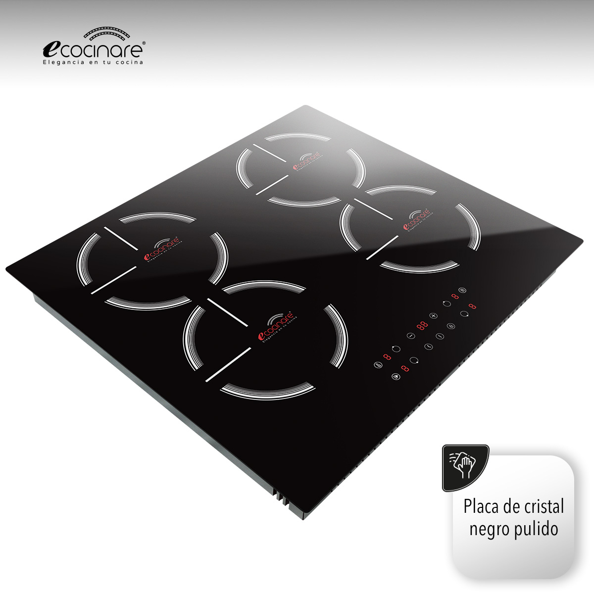 Estufa Parrilla de Inducción Magnética 4 Quemadores / Empotrable / Botones Touch / Ahorra Energía / Funcion de Temporizador y Bloqueo para Niños