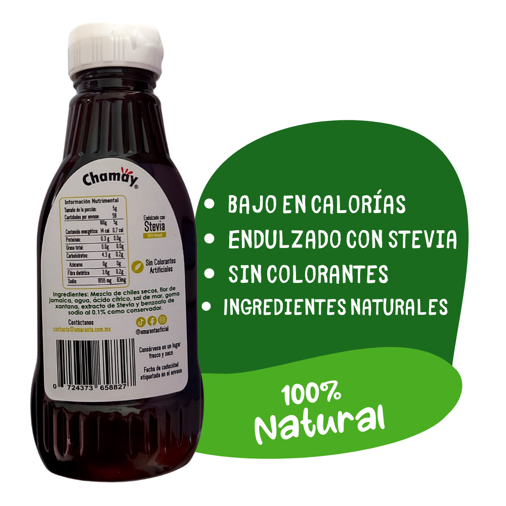 Chamoy Sin Azúcar Con Jamaica Endulzado Con Stevia 580g