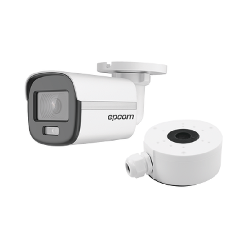 KIT DE CÁMARA + MONTAJE Bala TURBOHD 2 Megapíxel (1080p) / Imagen a color 24/7 / Lente 2.8 mm / METAL / Luz Blanca 20 mts / Exterior IP67 / TVI-AHD-CVI-CVBS / dWDR