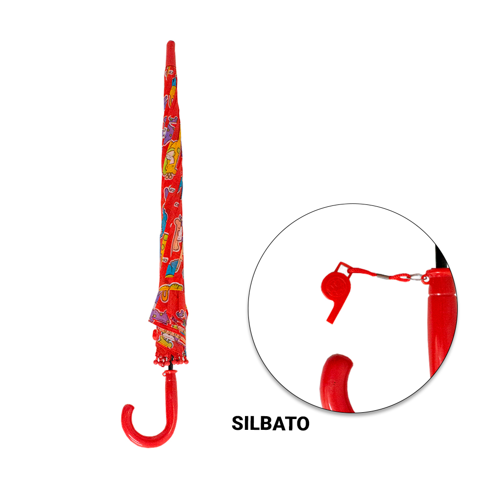 Paraguas Sombrilla Infantil Con Estampado Y Silbato 6 Pzas