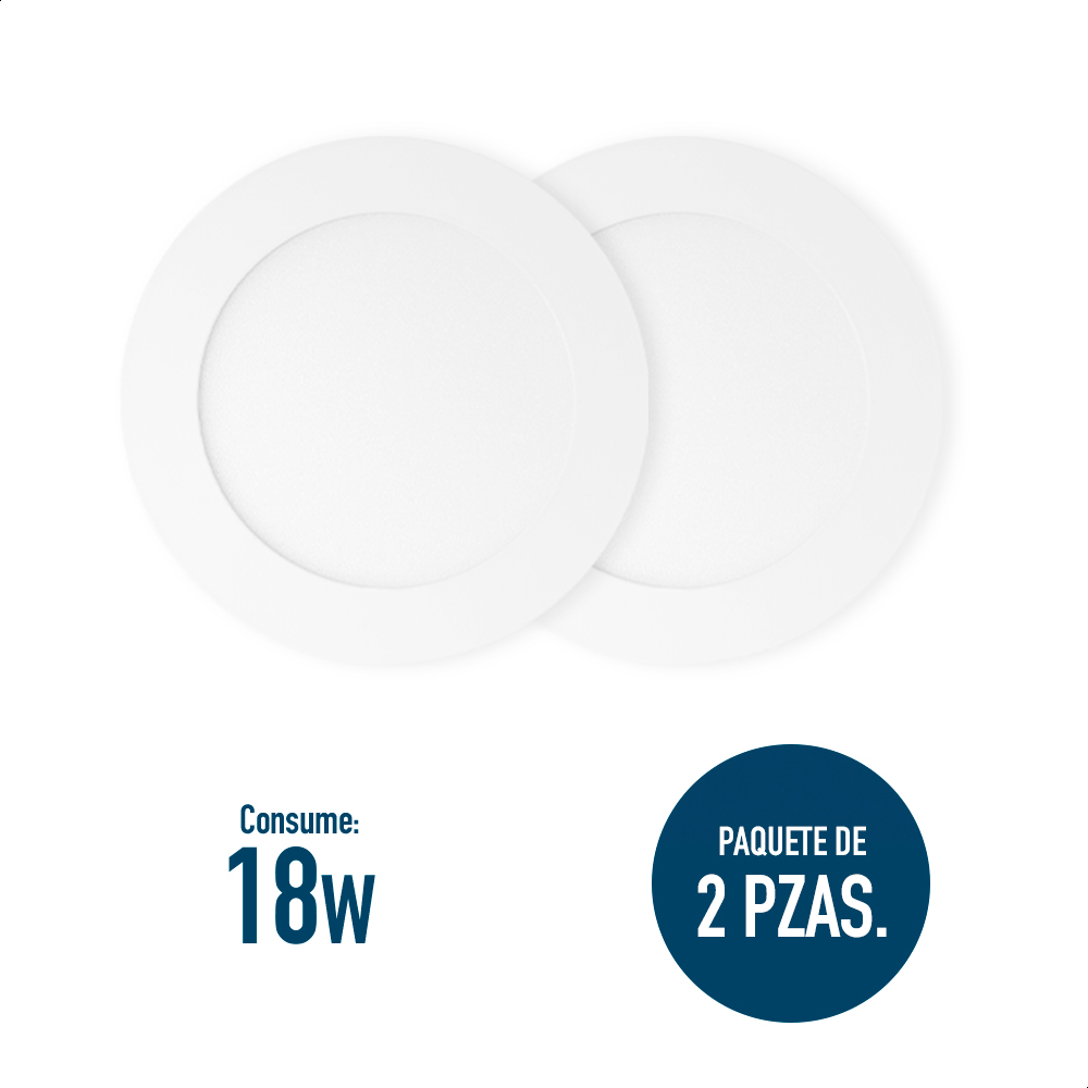 Panel Led Icon Downlight De Alta Potencia 18w Luz Fría Pack De 2 Piezas