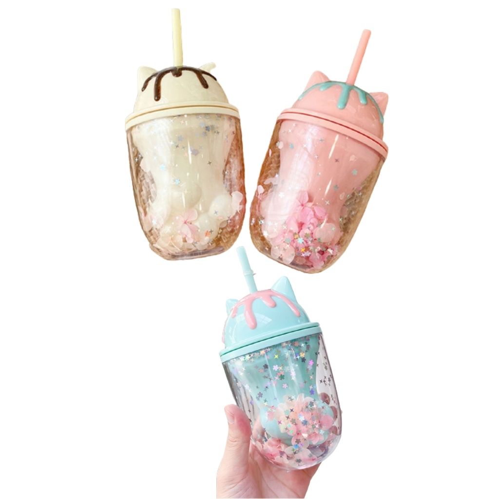 VASO CON POPOTE Y CÚPULA DE MALTEADA CON GARRITA DE MISHI