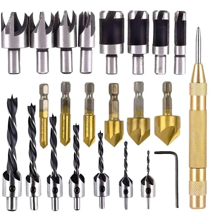 Kit Broca Avellanadora Escalonada Circular Sacabocado Madera