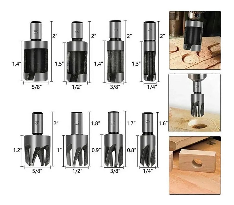 Kit Broca Avellanadora Escalonada Circular Sacabocado Madera