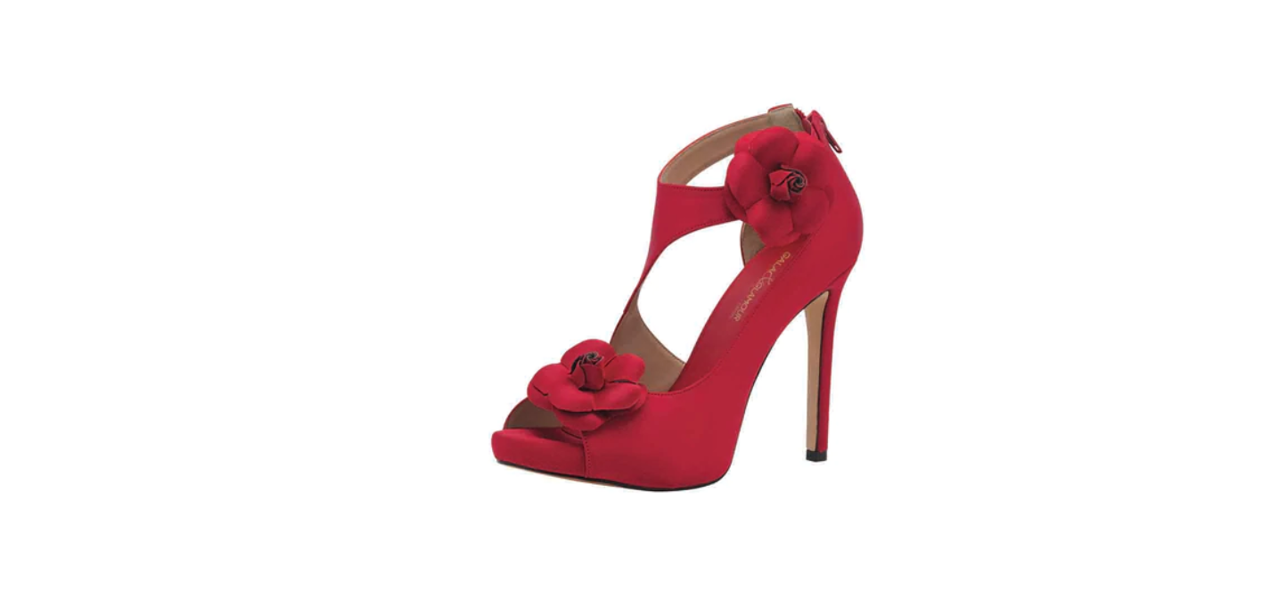 Cklass Dama Sandalia Tacón Alto Vestir Cierre color rojo satin