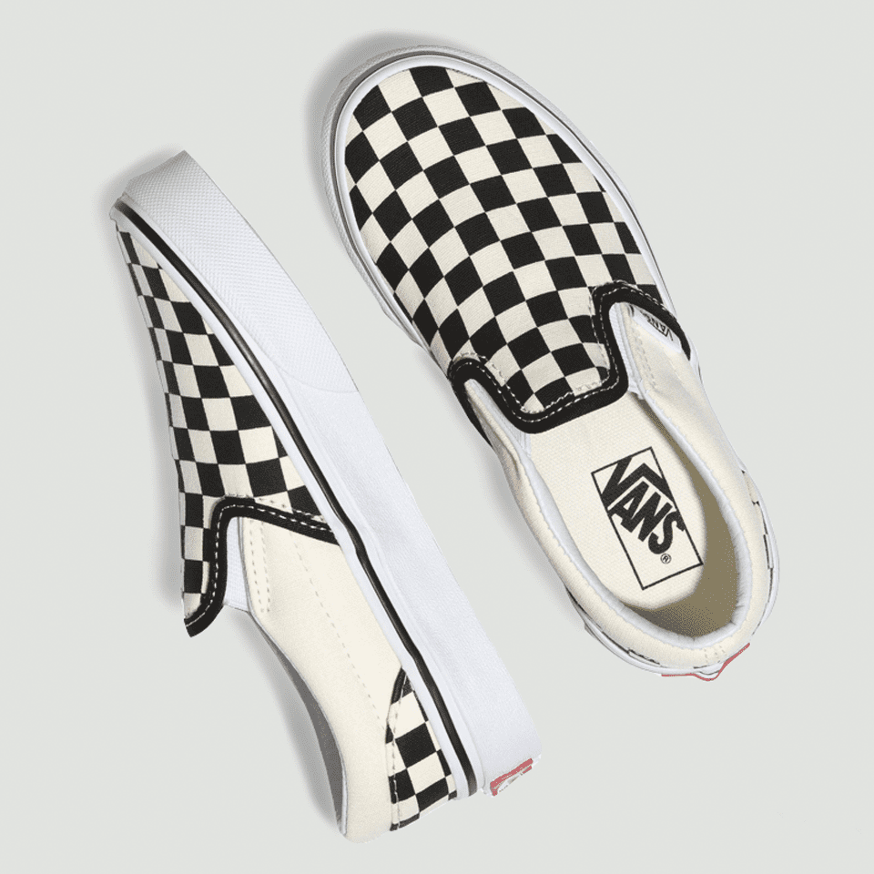 Tenis Vans Slip On Cuadros Blanco Negro de Caballero