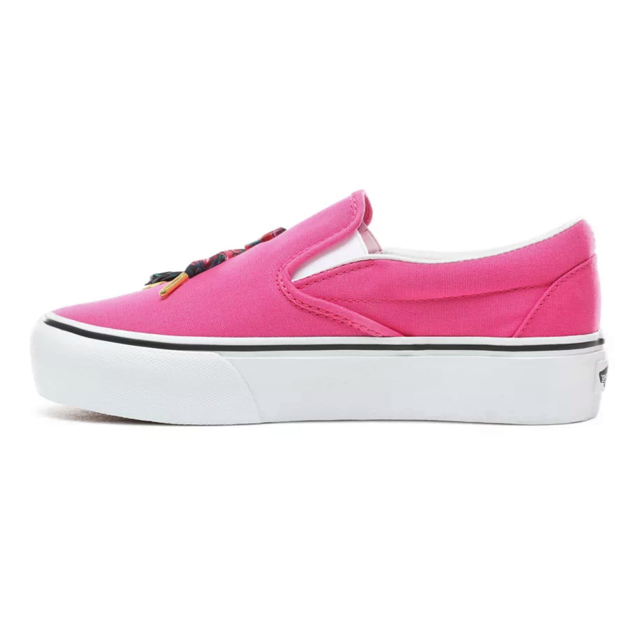 Tenis Vans Slip On Oversize Plataforma Listón Rosa De Dama