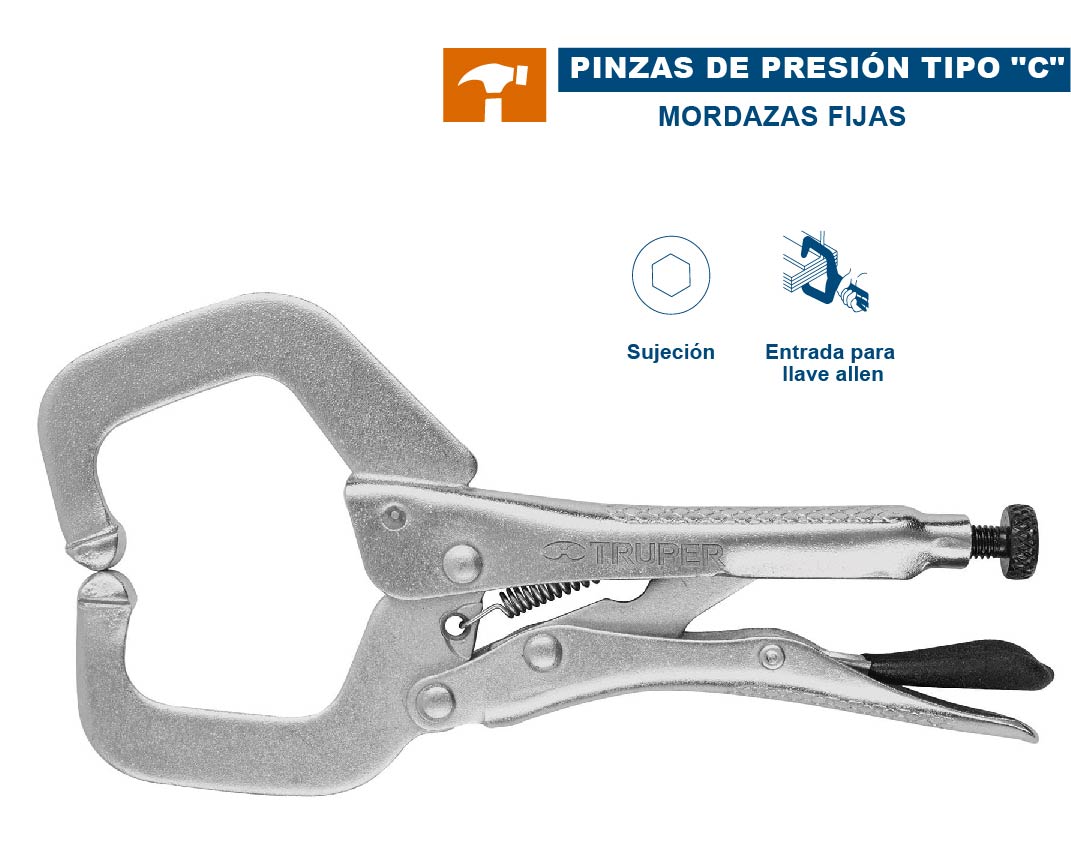 Pinza De Presión Tipo'c' De 6' Con Mordaza Fija , Truper, 17416