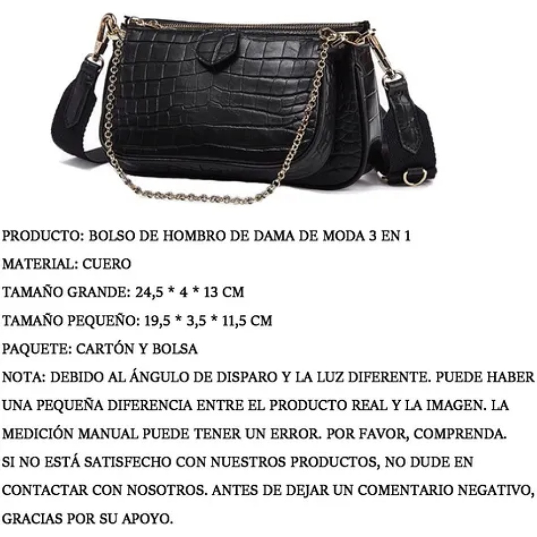 Bolsa 3 En 1 Moda Mujer Bandolera Crossbody Monedero Cartera