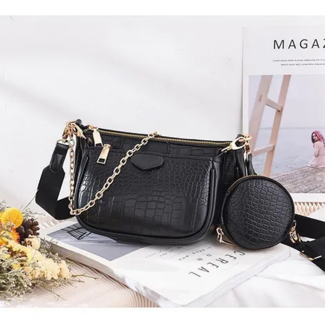 Bolsa 3 En 1 Moda Mujer Bandolera Crossbody Monedero Cartera