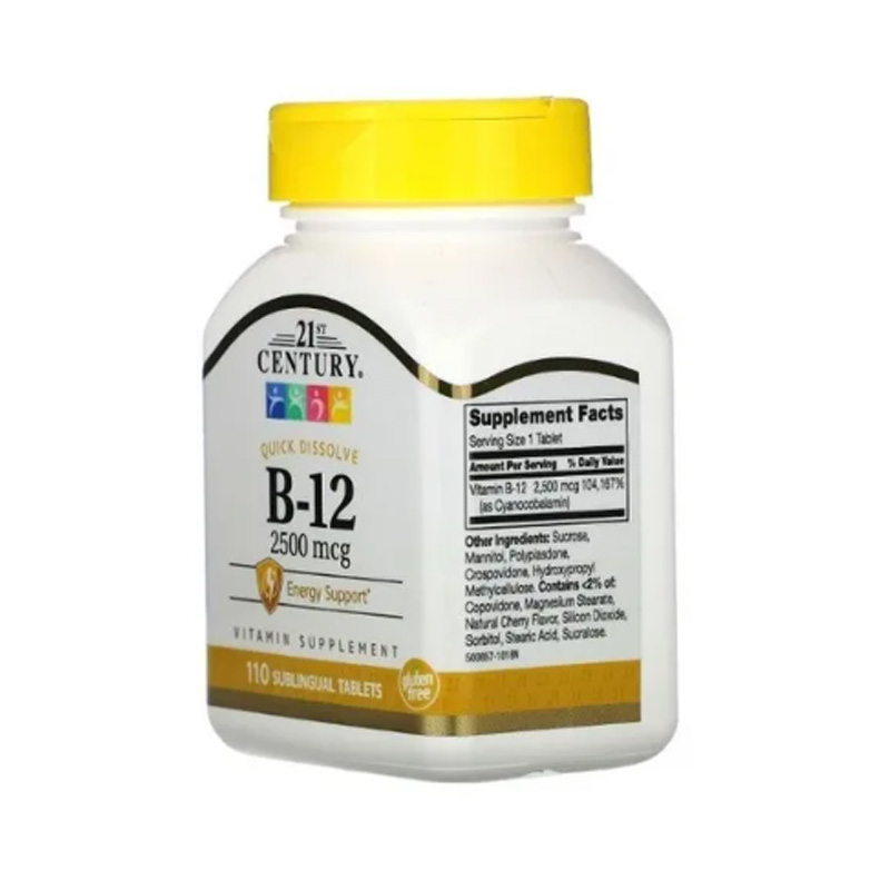 Vitamina B12 Sublingual 2500 Mcg Century 21st 110 tabletas B12 Disolucion Rápida 