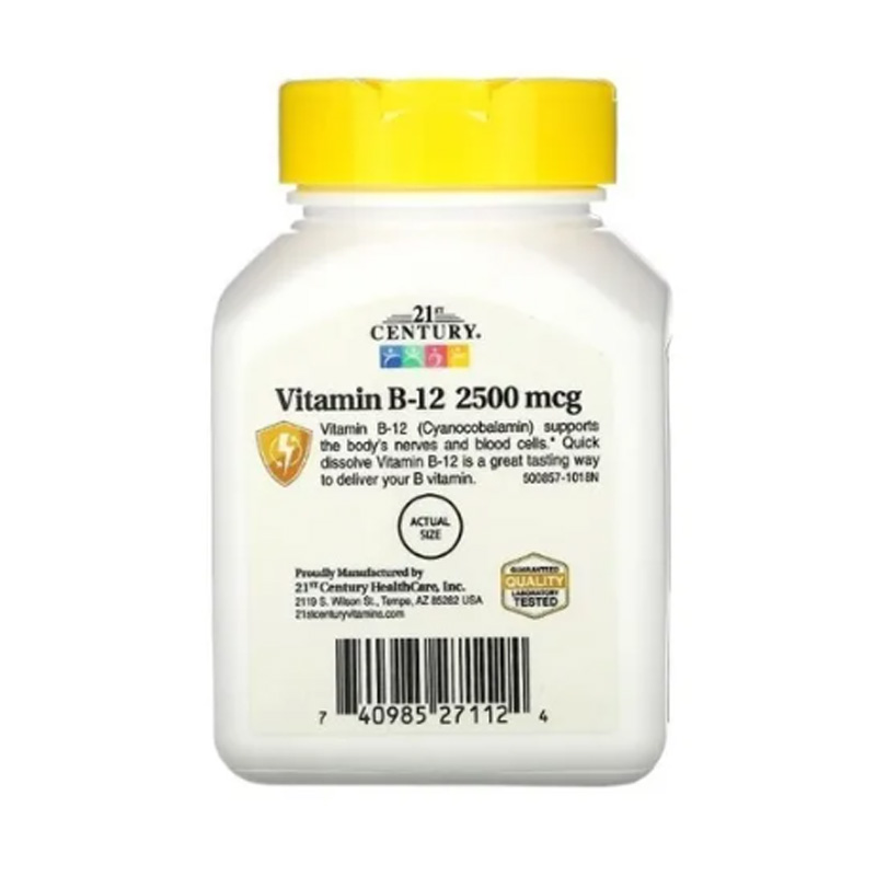 Vitamina B12 Sublingual 2500 Mcg Century 21st 110 tabletas B12 Disolucion Rápida 