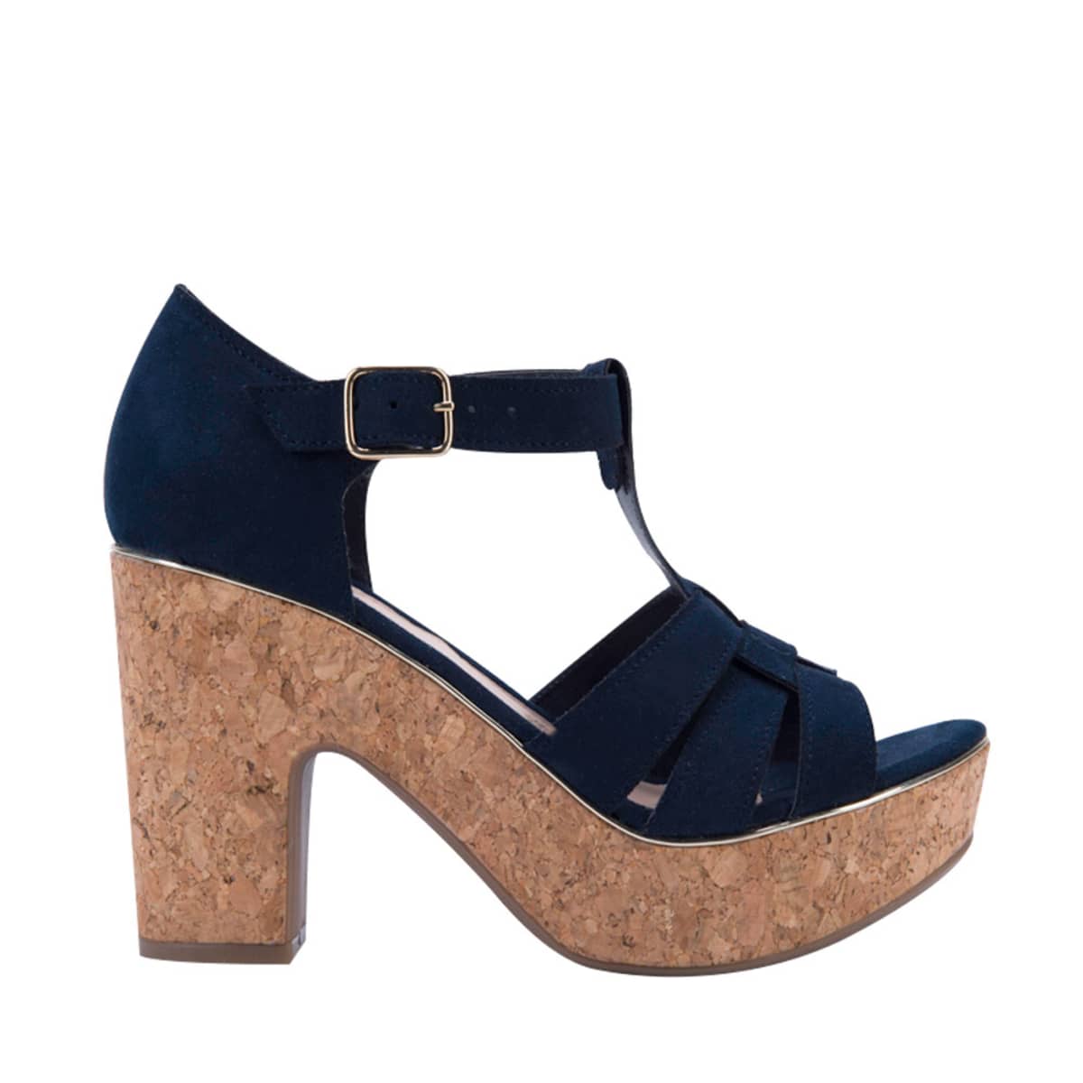 Sandalia casual Sao Paulo, color azul marino, con plataforma y tacón alto, mod. 992250
