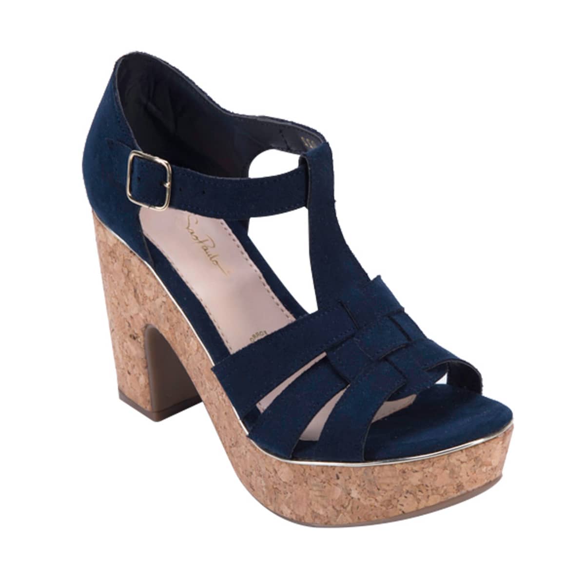 Sandalia casual Sao Paulo, color azul marino, con plataforma y tacón alto, mod. 992250