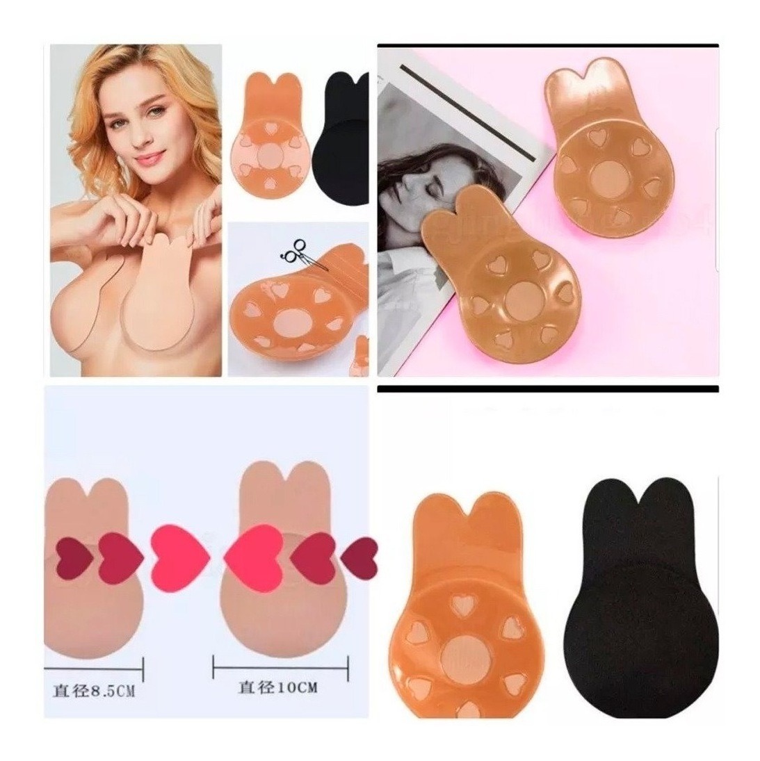 Pezonera Push Up Adherible Bra Oreja Conejo Copa Cubre Pezón