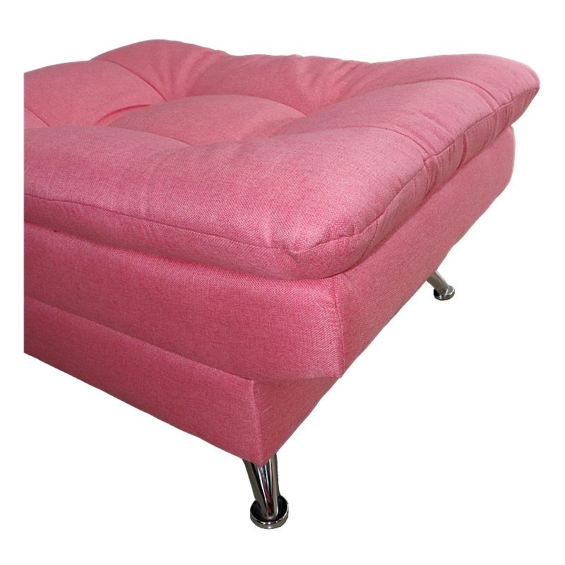 Taburete  Moderno Puff en Lino Rosa Reposapiés