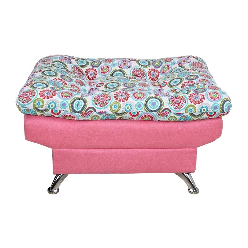 Taburete  Moderno Puff en Lino Rosa Mandala Escabel