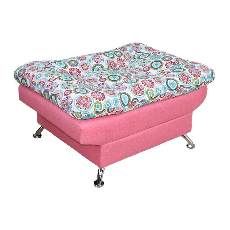 Taburete  Moderno Puff en Lino Rosa Mandala Escabel