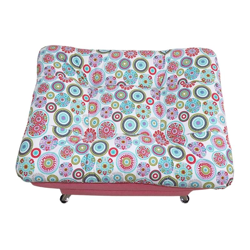 Taburete  Moderno Puff en Lino Rosa Mandala Escabel
