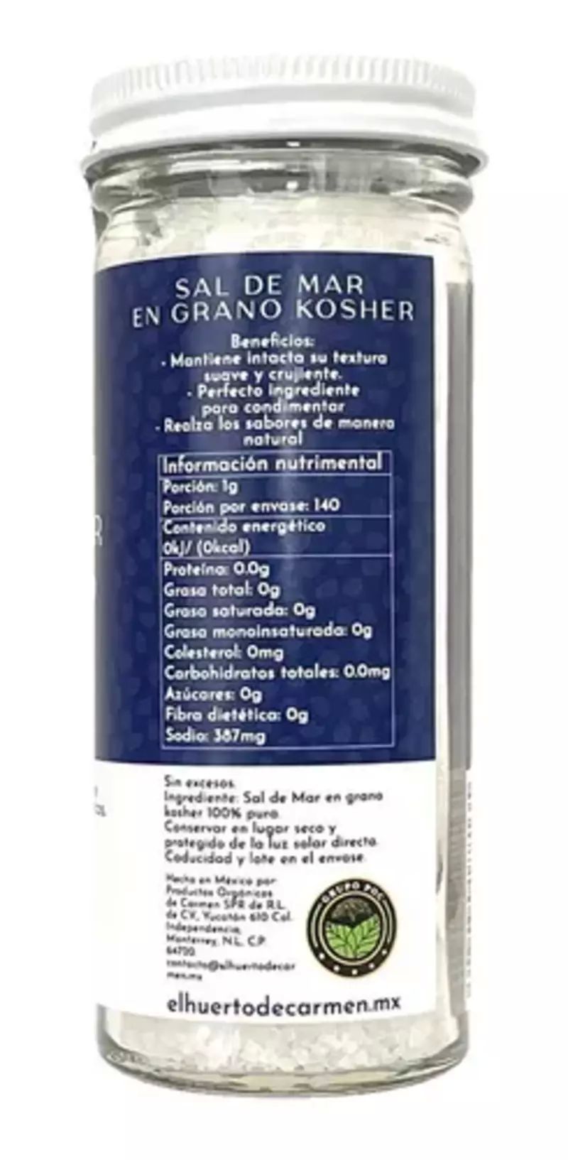 Sal De Mar Grano 140g Huerto De Carmen Sin Yodo Sin Cloro