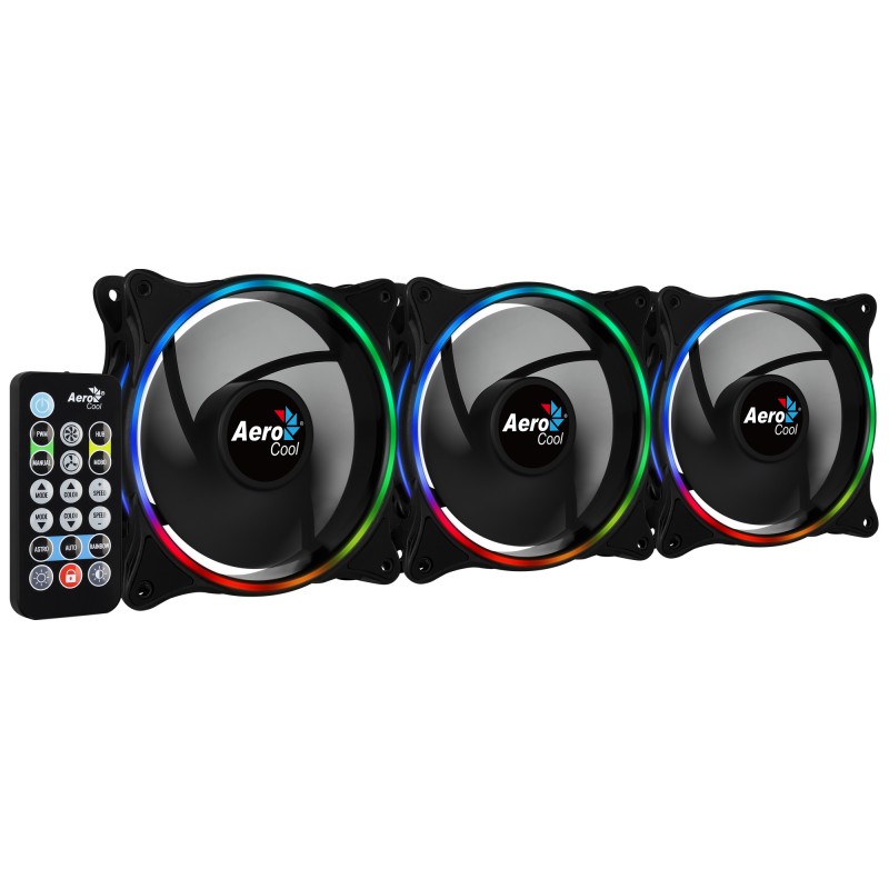KIT 3 VENTILADOR AEROCOOL 12CM ECLIPSE 12 PRO ARGB 3 FANS 12CM+CONTROLADOR/CONTROL INALAMBRICO