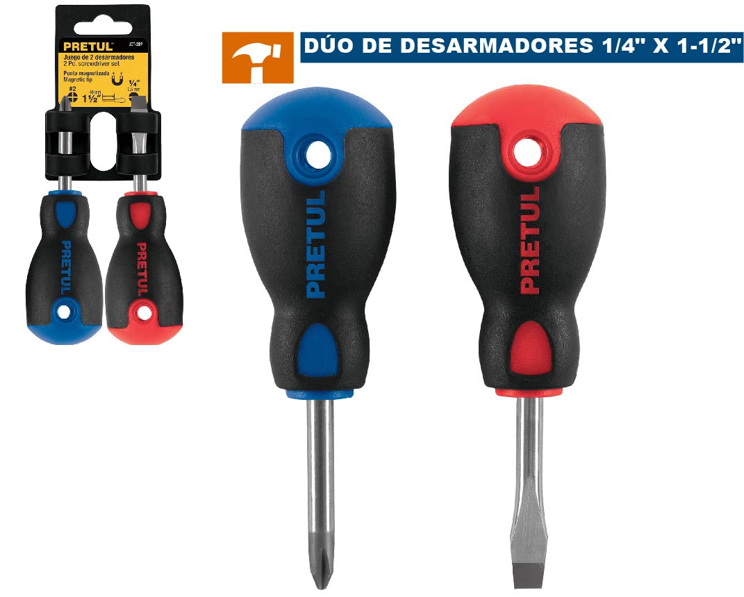 Juego De Desarmadores, Tipo Trompo, 2 Pzas, Confort Grip , Pretul, 20217