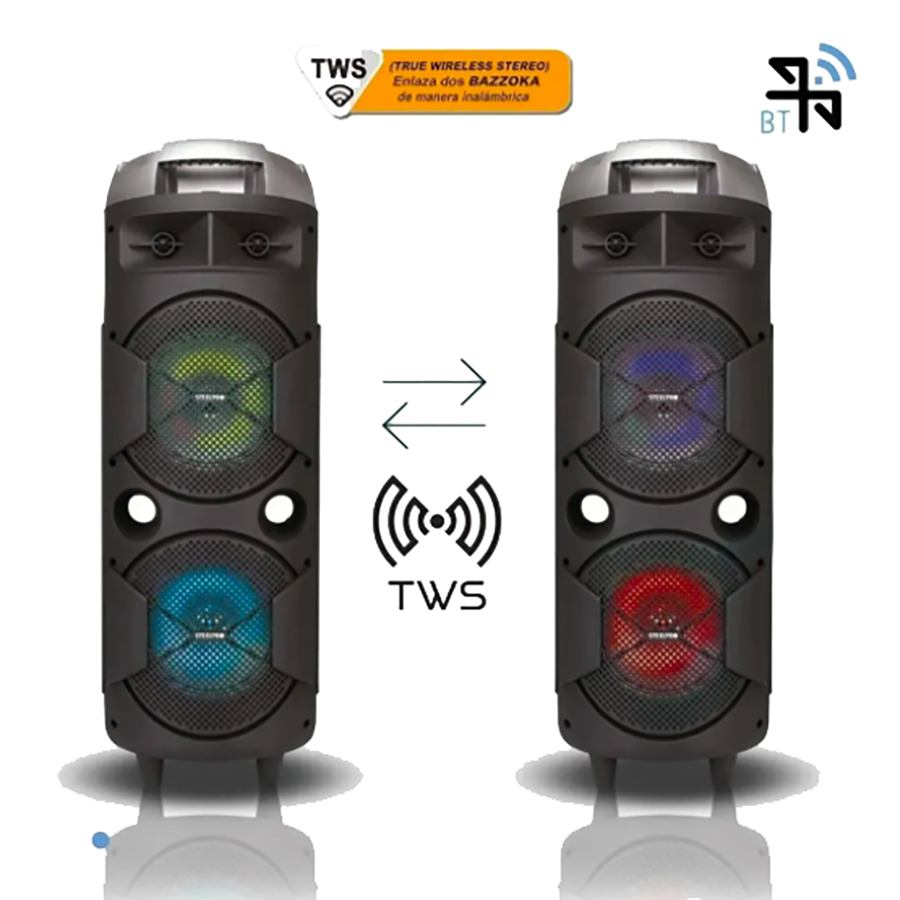 Bocina Cuadrafonica Steelpro Bazzoka Bluetooth Recargable 18000W 
