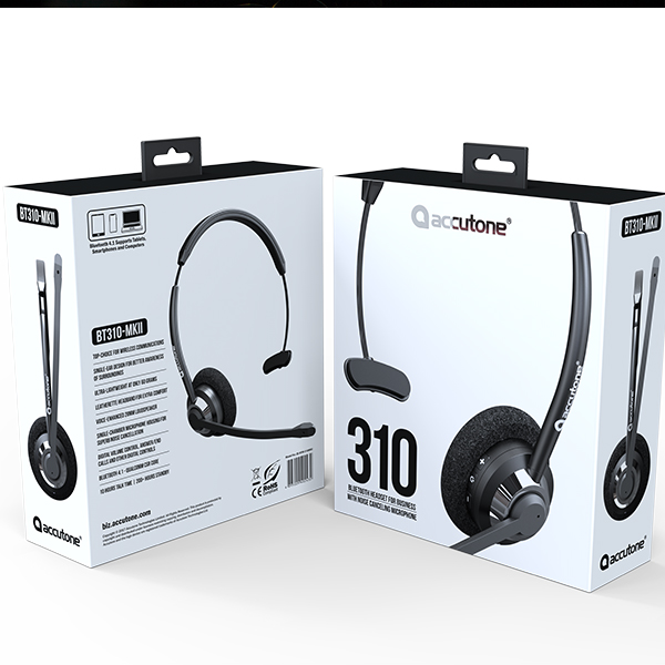 Accutone diadema inalámbrica monoaural BT310 Bluetooth 4.1, 7 horas de uso continuo, anulación de ruido ambiente