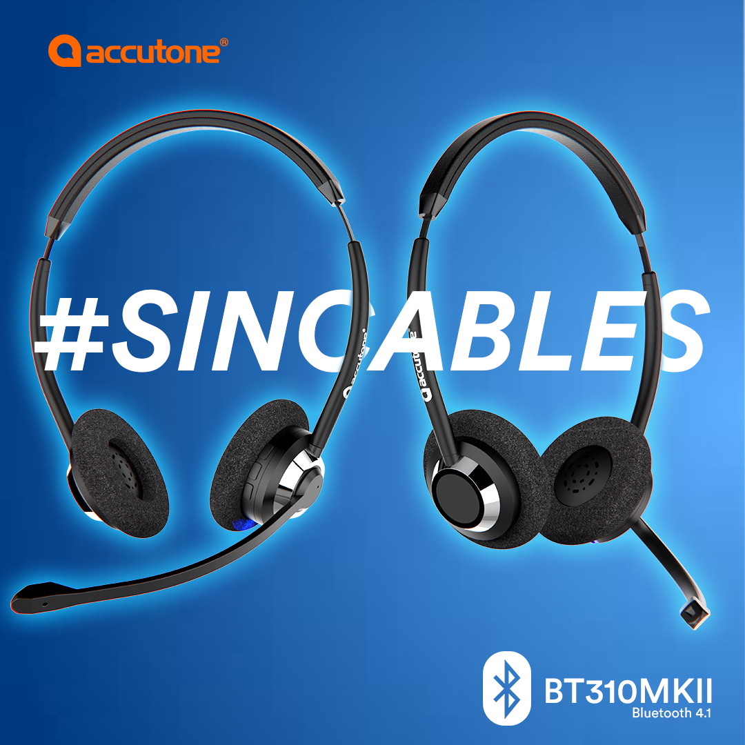 Accutone diadema inalámbrica monoaural BT310 Bluetooth 4.1, 7 horas de uso continuo, anulación de ruido ambiente