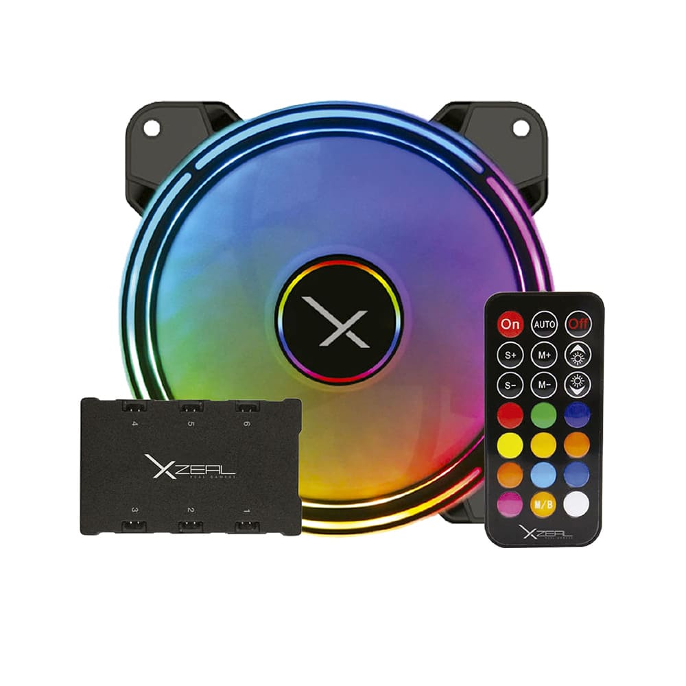 Kit de 3 Ventiladores Gamer de 120 mm ARGB para Gabinete + Controlador + Control Remoto, Xzeal XZ1100