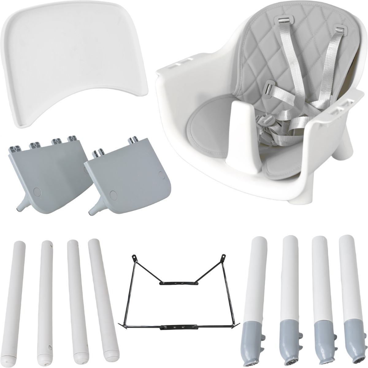 Periquera Alta Silla Para Bebe Niños 4 En 1 Mesita Gris Little Monkey