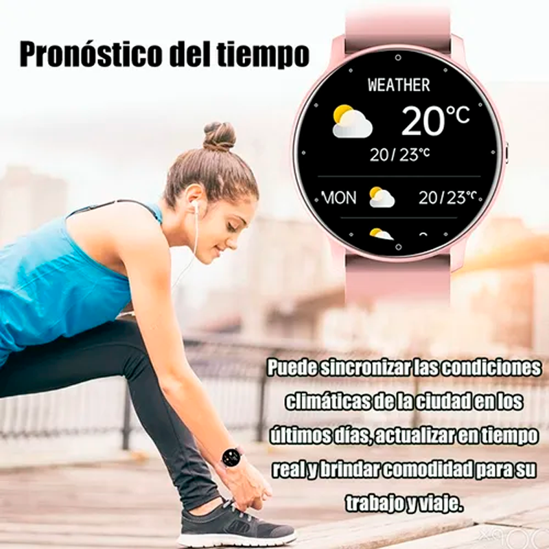 Reloj Inteligente Impermeable Bluetooth 1.28 Zl02 Color Rosa Smart Watch Mas Audifonos Inalámbricos In-ear Manos Libres Con Bluetooth 5.0 Diseño Ergonómico Color Rosa 