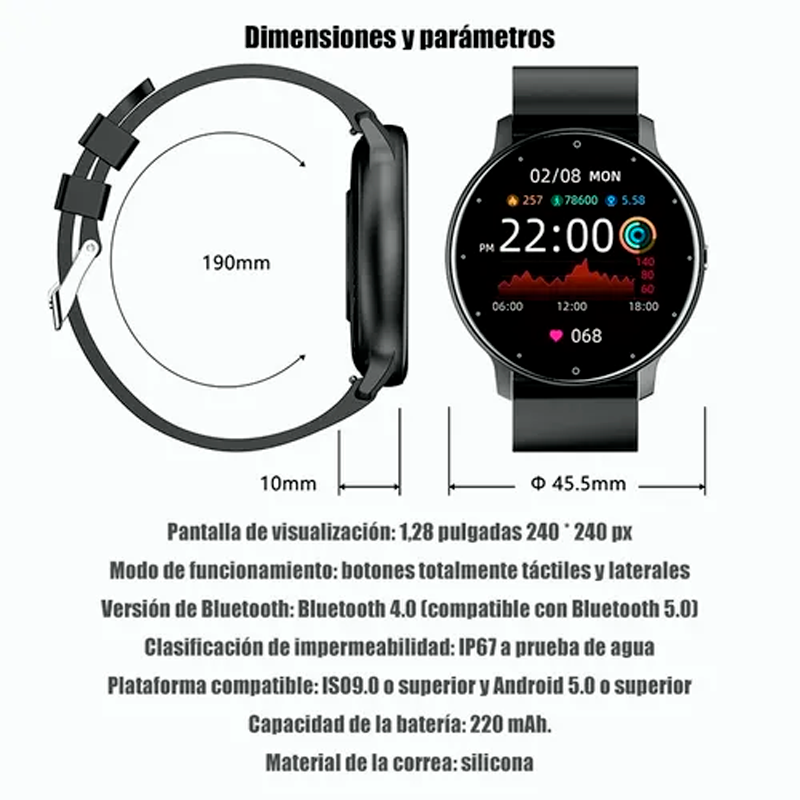 Reloj Inteligente Impermeable Bluetooth 1.28 Zl02 Color Rosa Smart Watch Mas Audifonos Inalámbricos In-ear Manos Libres Con Bluetooth 5.0 Diseño Ergonómico Color Rosa 