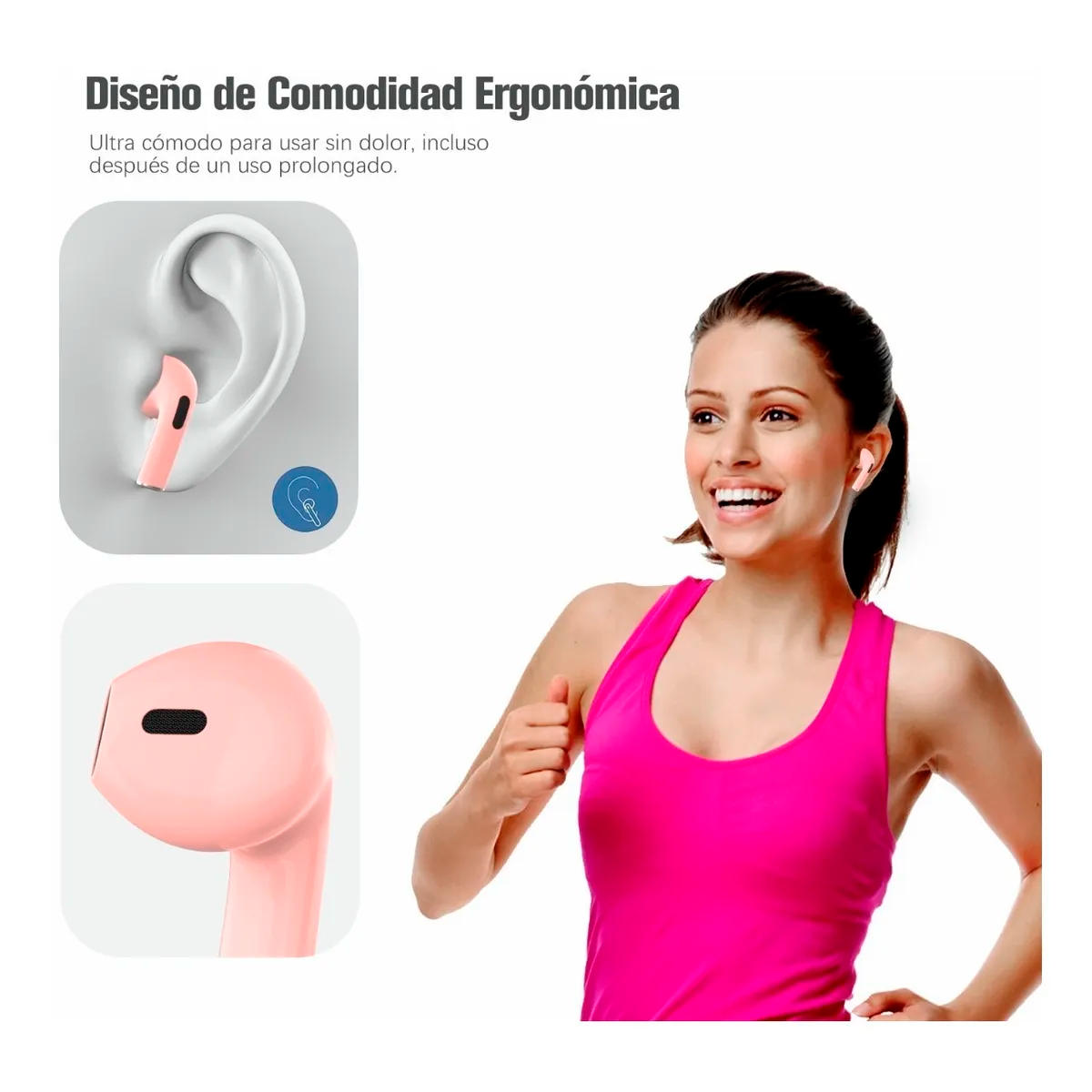 Reloj Inteligente Impermeable Bluetooth 1.28 Zl02 Color Rosa Smart Watch Mas Audifonos Inalámbricos In-ear Manos Libres Con Bluetooth 5.0 Diseño Ergonómico Color Rosa 