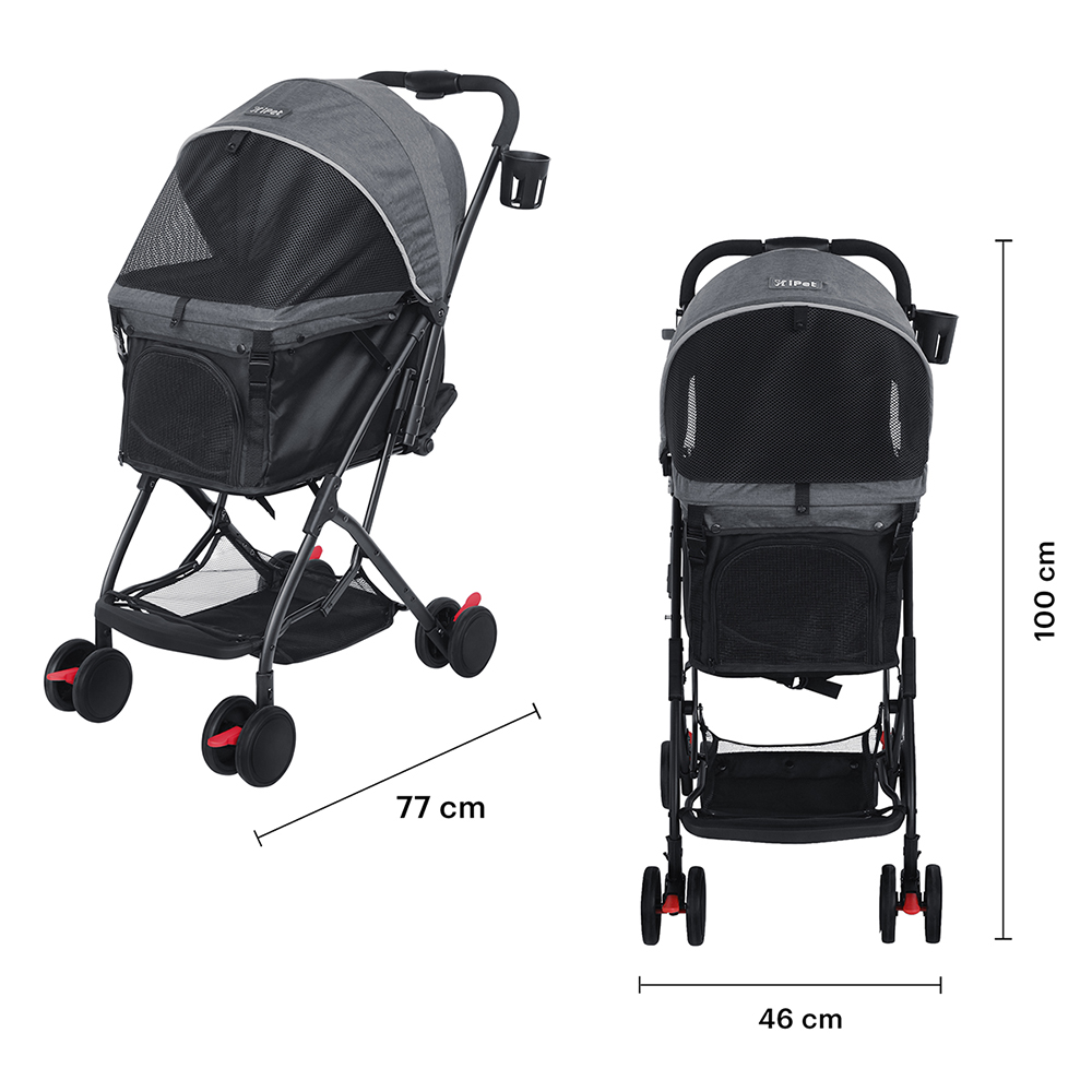 AGBOX Carriola plegable para mascotas I Pet Color Negro AG-1023.