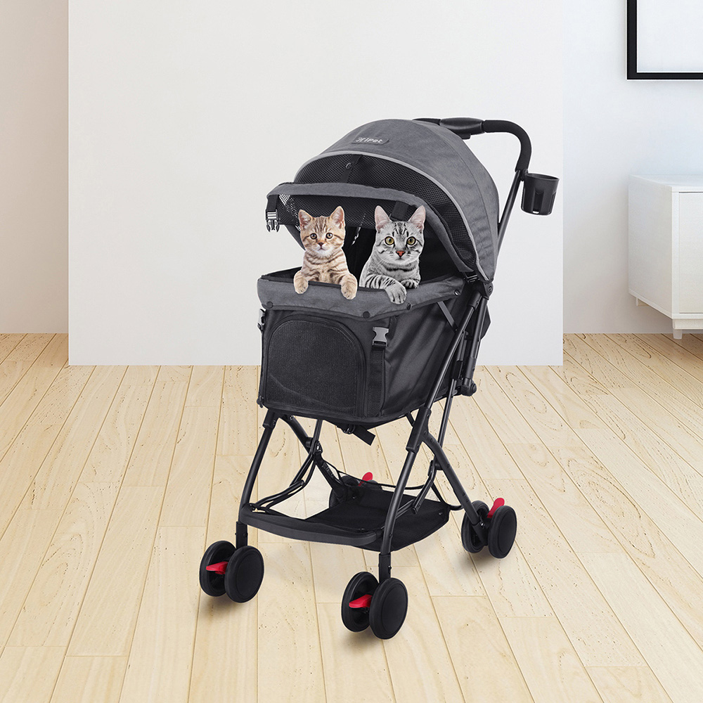 AGBOX Carriola plegable para mascotas I Pet Color Negro AG-1023.