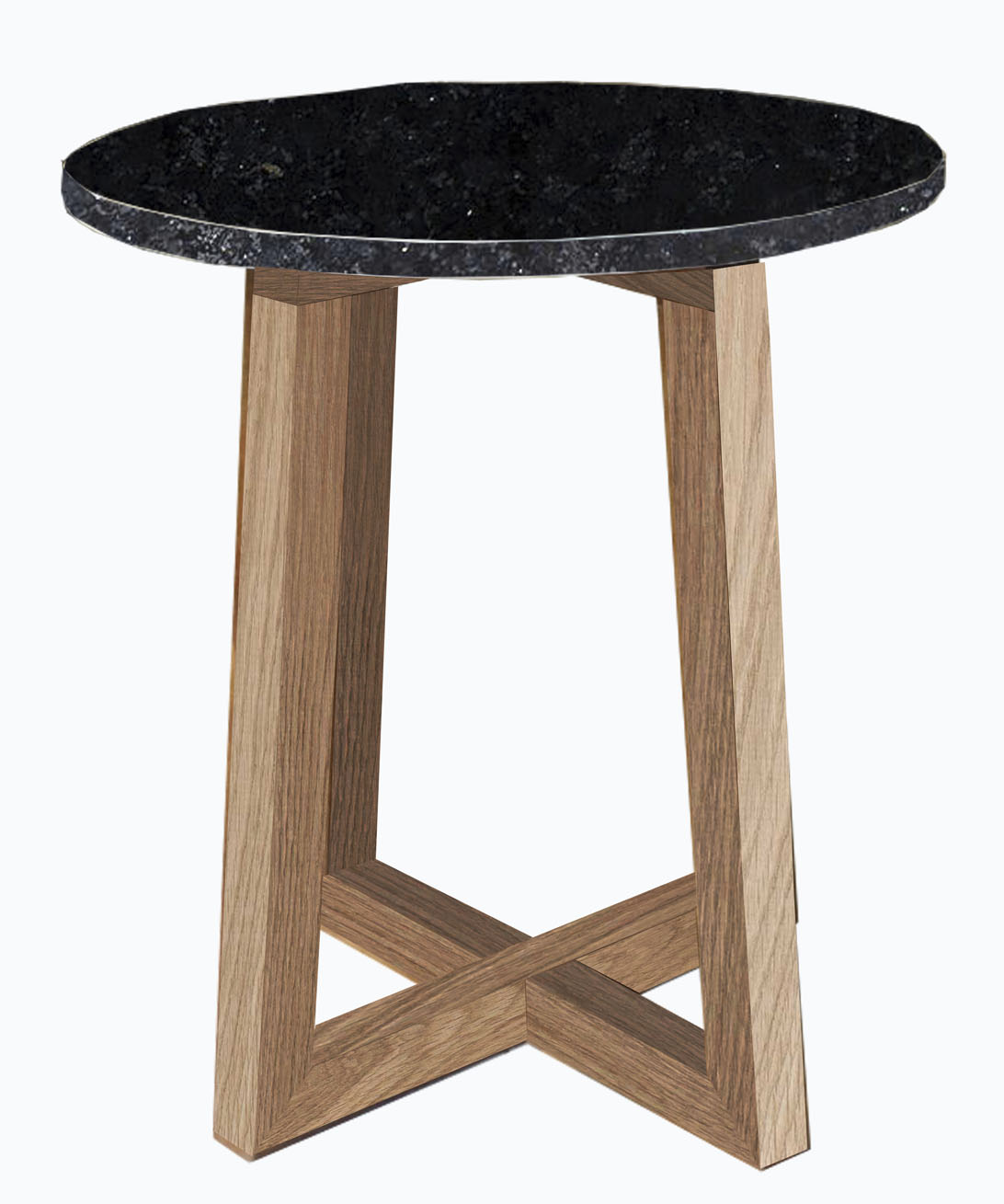 Mesa Esquinera en madera natural Con Granito