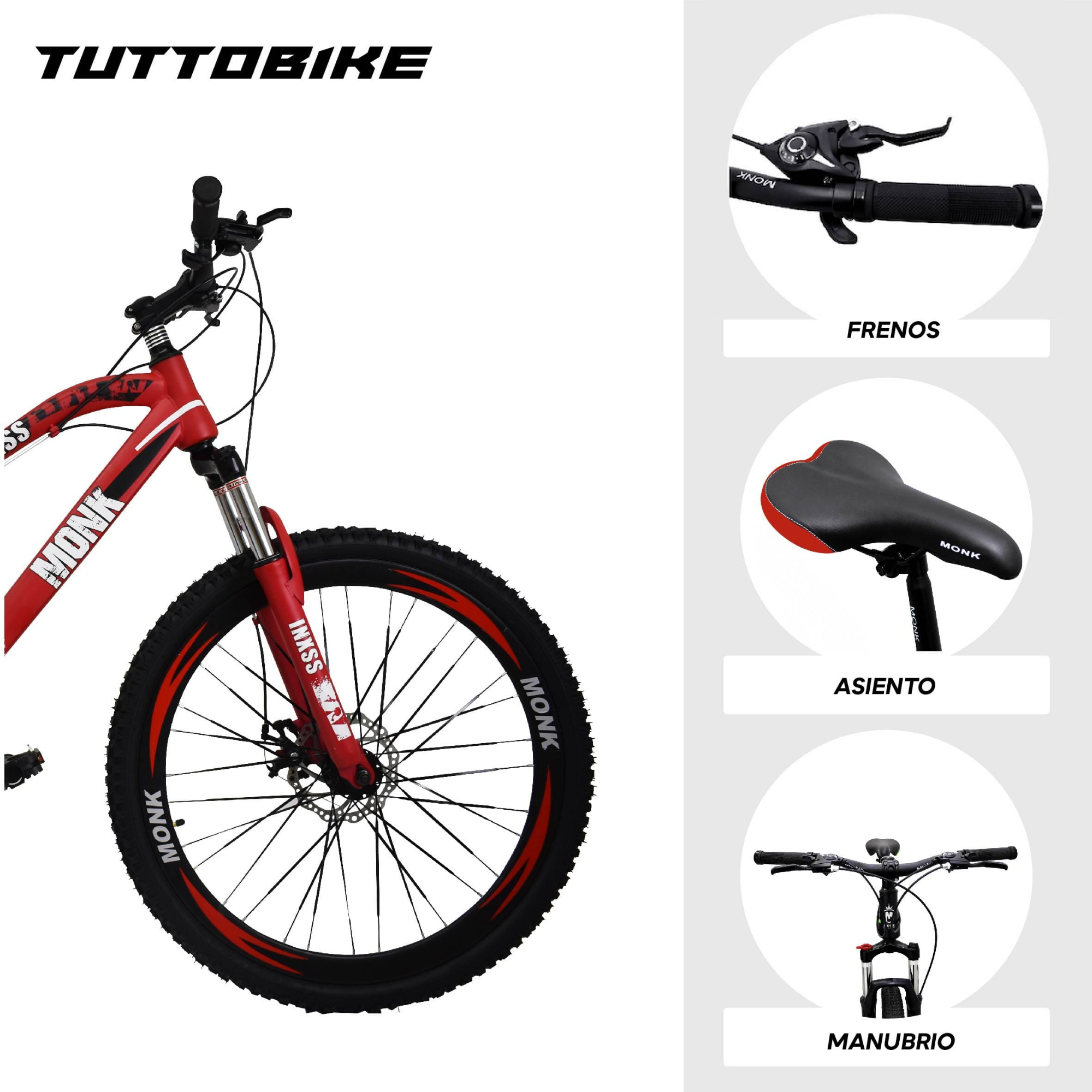 Bicicleta Montaña Rodada 26 21 Velocidades Monk Inxss