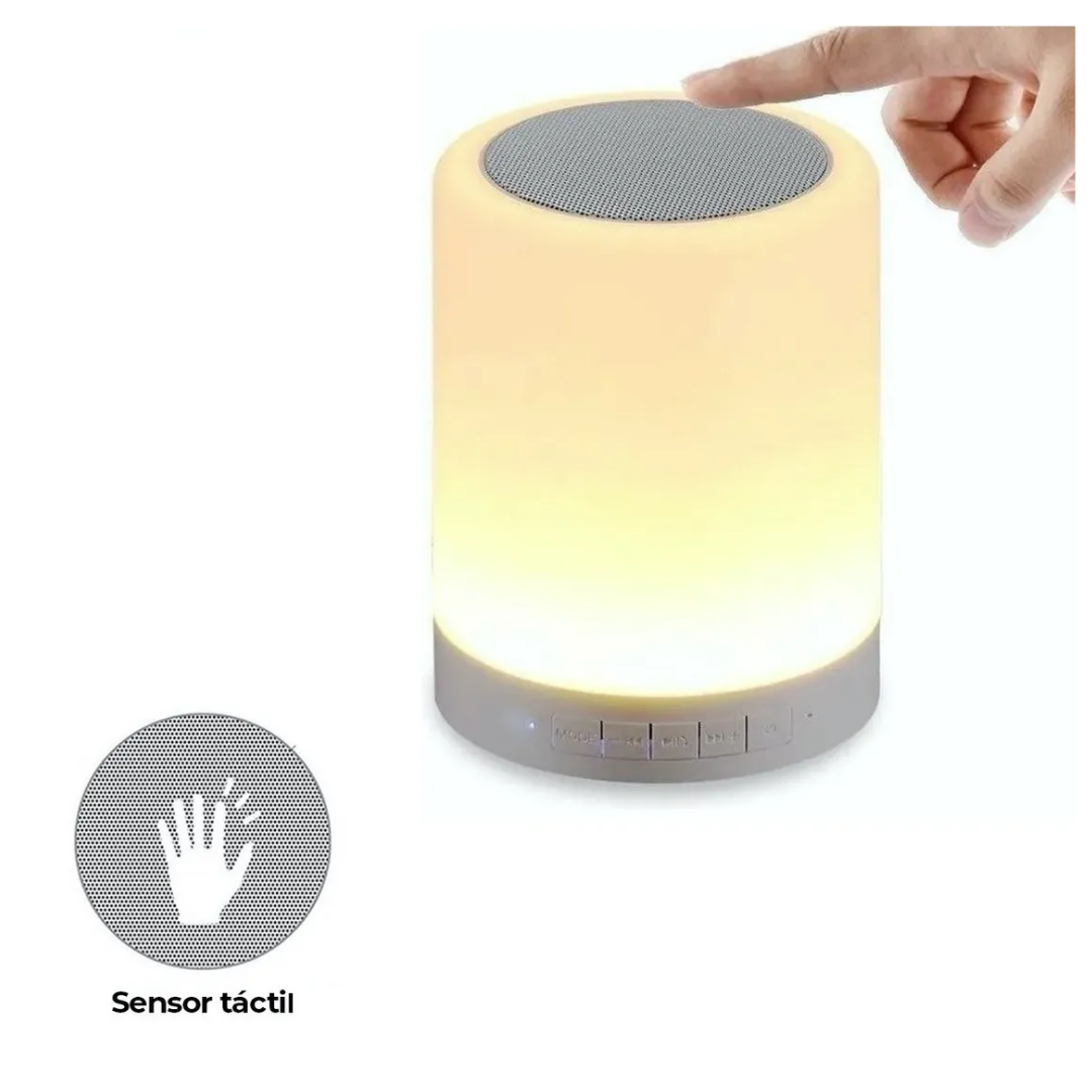 Bocina Bluetooth Y Lámpara De Mesa Led Recargable Touch