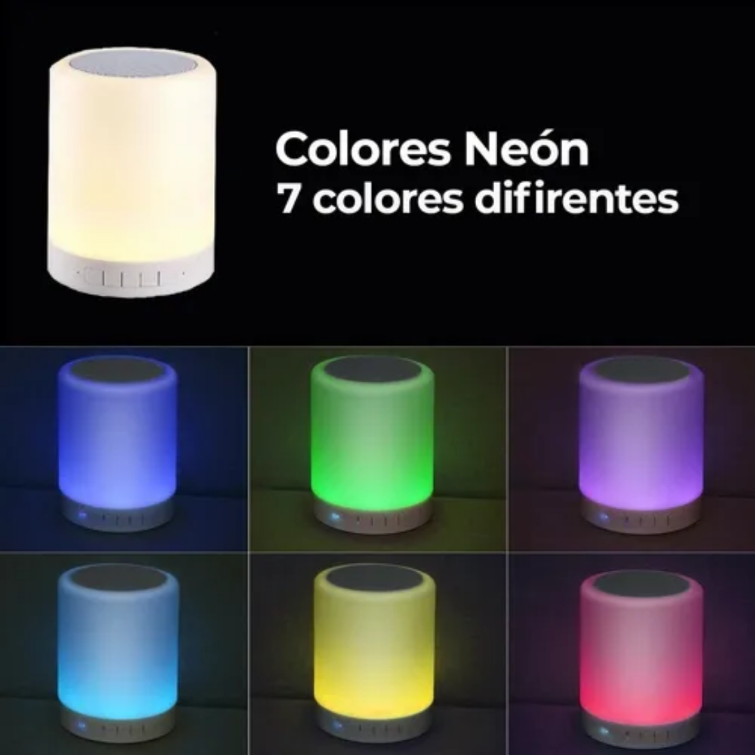 Bocina Bluetooth Y Lámpara De Mesa Led Recargable Touch