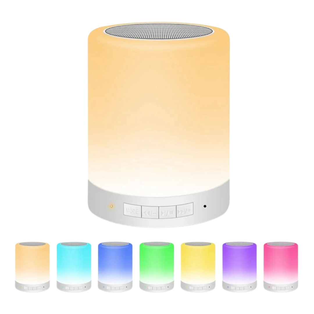 Bocina Bluetooth Y Lámpara De Mesa Led Recargable Touch