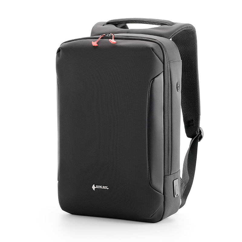 Sync Ray SR-BK02 Mochila para Laptop hasta  15,6 pulgadas con puerto de carga usb 3.0 puerto para audifonos , anti sudor ideal para escuela o viaje con tira trasera para sostener en equipaje color negro.