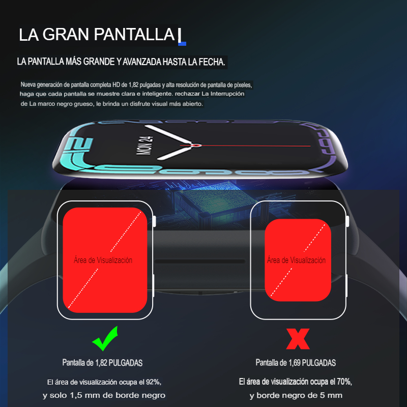 Reloj inteligente HW37 Plus, Serie 7, carga inalámbrica, llamadas bluetooth, asistente de voz (Siri y Google), sensores de presión arterial, oxigenación de la sangre, ritmo cardiaco, monitor de sueño, entre otras. Compatible con Android y iPhone.