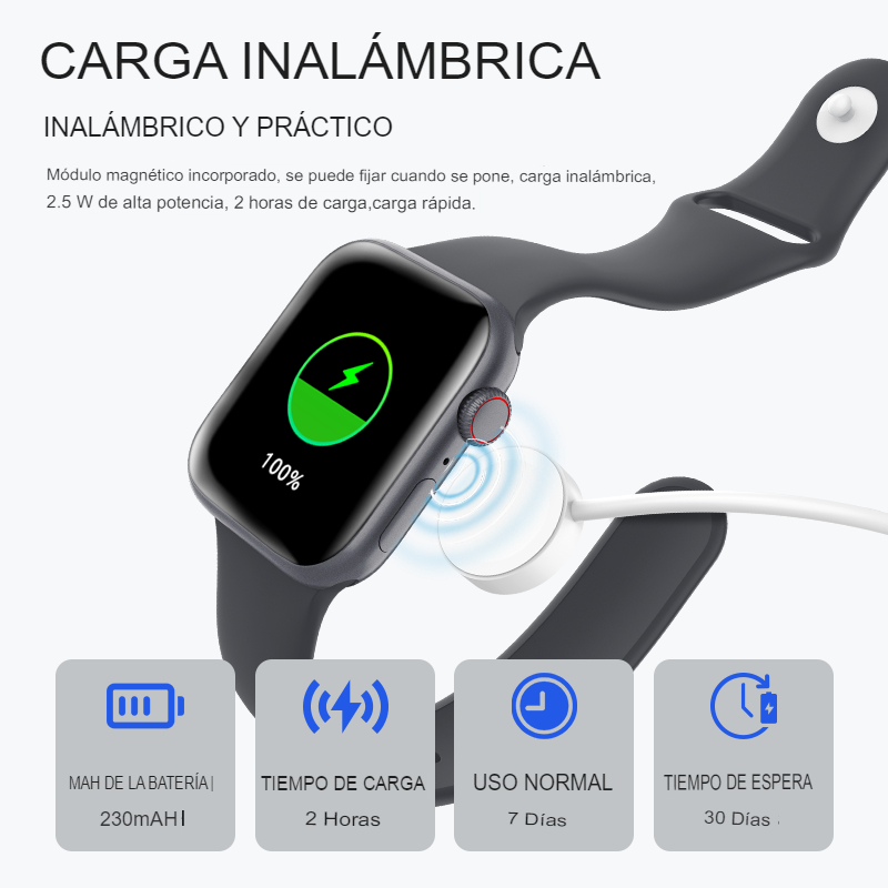 Reloj inteligente HW37 Plus, Serie 7, carga inalámbrica, llamadas bluetooth, asistente de voz (Siri y Google), sensores de presión arterial, oxigenación de la sangre, ritmo cardiaco, monitor de sueño, entre otras. Compatible con Android y iPhone.