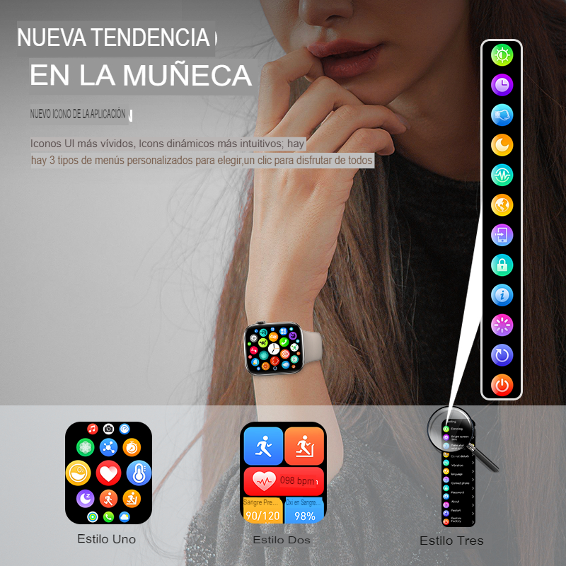 Reloj inteligente HW37 Plus, Serie 7, carga inalámbrica, llamadas bluetooth, asistente de voz (Siri y Google), sensores de presión arterial, oxigenación de la sangre, ritmo cardiaco, monitor de sueño, entre otras. Compatible con Android y iPhone.