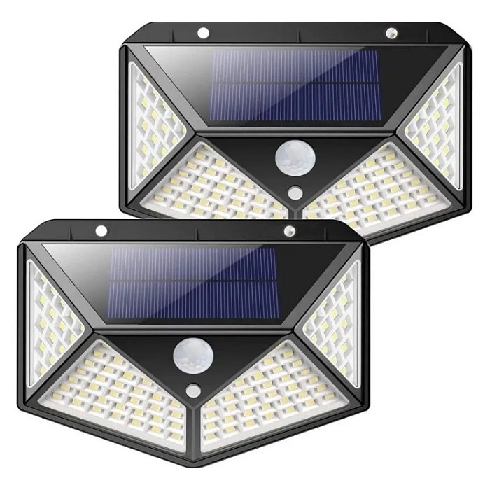 2 Lámparas De Pared Para Exterior Con Carga Solar 100 Leds