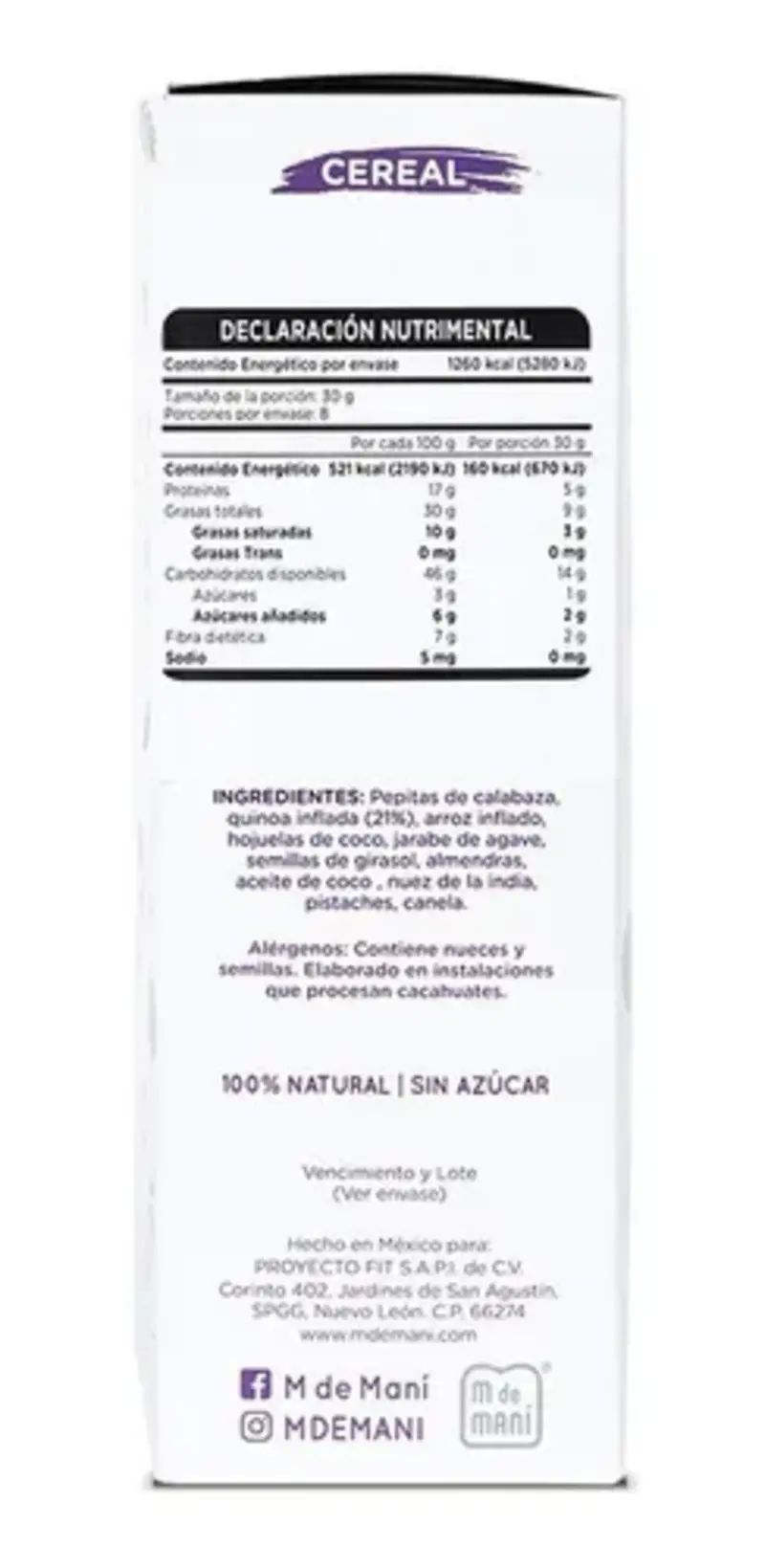 Cereal Querida Quinoa Original 240g M De Maní Sin Azúcar