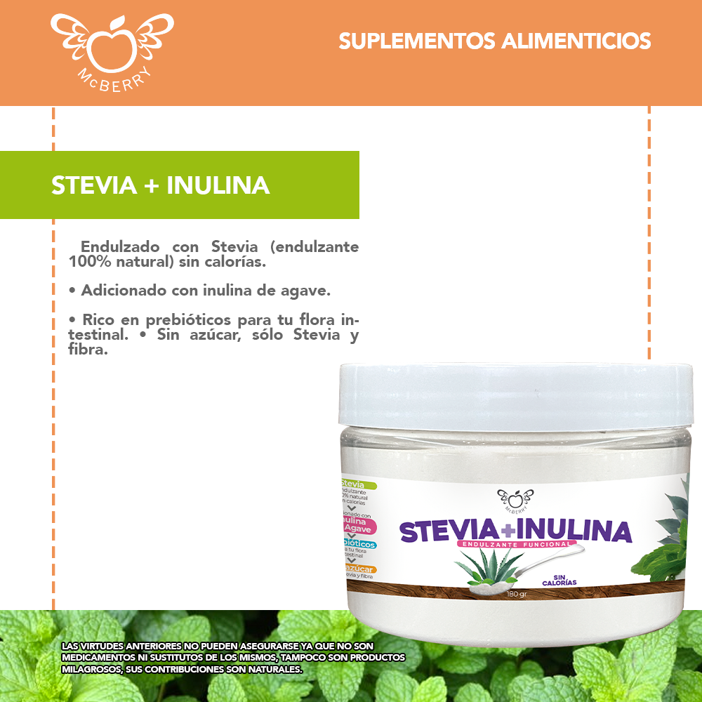 STEVIA MAS INULINA DE AGAVE EN POLVO BY MCBERRY